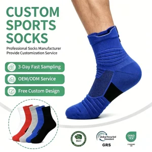 High Elite Basketball Socks Men Custom Knitted Sporty Athletic Ankle Socks Anti Slip Sweat Resistant Adults