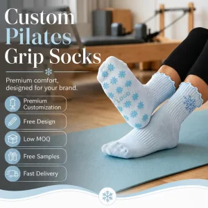 High End Women Grip Snowflake Socks Breathable Yoga Sports Socks for Female Fitness Daily Wear Ruffle Embroidery