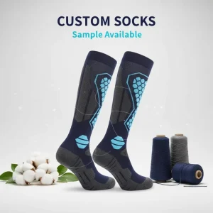 High Performance Winter Knitted Knee High Ski Socks with Breathable Cuff