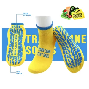 High Quality 100% Cotton Crew Non Slip Trampoline Socks Jump Grip Socks Custom Logo Training Socks
