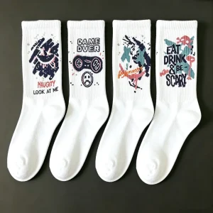 High Quality 3D Digital Heat Transfer Printed Cartoon Socks Odor Resistant Breathable &Soft Unisex Sports Socks For Daily Use