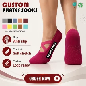 High Quality Anti Slip Silicone Gym Socks for Women High No Show Non Slip Yoga Pilates Running Cycling Crew Breathable Cuff ODM