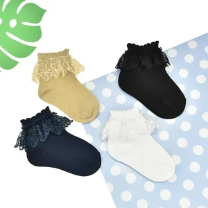 High Quality Baby Cotton Blends Breathable Eco-Friendly Cute Ankle Knitted Lace Princess Frilly Socks