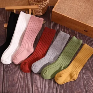 High Quality Baby Cotton Socks Long Tube Kids Girls Socks Solid Color Children’s Boys Socks