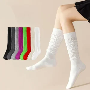 High Quality Comfortable Knee High Women Colorful Solid Color Terry Sole Slouch Socks