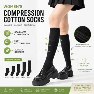 High Quality Compression Socks Different Length Fashion Slim Legs Knee High Socks for Women