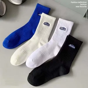 High Quality Cozy Spring and Summer Embroidered Unisex Breathable Comfortable Embroidery Cotton Mid-calf Custom Socks