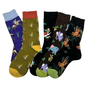 High Quality Creative Cotton Socks Men Equestrian Cycling Monkey Elephant Goldfish Novelty Cute Crew Socks for Unisex