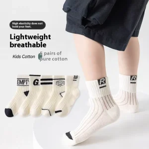 High Quality Crew Children’s Cotton Spandex Knitted Thin Sports Mesh Socks for Boys Breathable Casual Style for Spring Summer