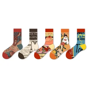 High Quality Crew Fashion Compression Embroidery Logo Print Men’s Designer Cotton Christmas Creativity Tapedesign Socks