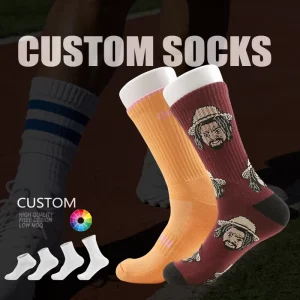 High Quality Crew Fashion Half Terry Custom Logo Jacquard Men’s Designer Sport Custom OEM Crew Socks