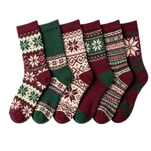 High Quality Crew Fashion Pattern Christmas Socks Personalized Warm Thick Indoor Customized Wool Socks
