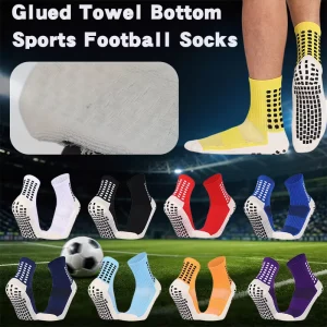 High Quality Crew Knitted Sport Men’s Anti Slip Breathable Football Soccer Trampoline Custom Socks Autumn