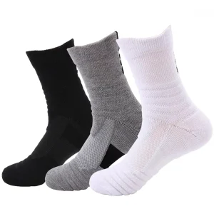 High Quality Crew Men Athletic Socks Custom Basketball Thick Terry Sports Sock Cushion Grip Custom Socks & Hosiery