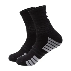 High Quality Cushioned Crew Socks for Men Athletic Socks Black Breathable Cotton Custom Logo Basketball Socks