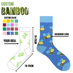 High Quality Custom Bambbo Socks Men Embroidery Print Pattern Custom Organic Cotton Bamboo Fiber Socks