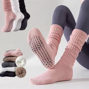 High Quality Custom Crew Knitted Cuff Breathable Cotton Regular Scrunch Anti-Slip Yoga Cycling Socks Women Standard Winter