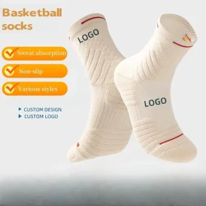 High Quality Custom Designed Breathable Cotton Crew Basketball Socks Men Youth Sports Grip Printed Personalised Logo