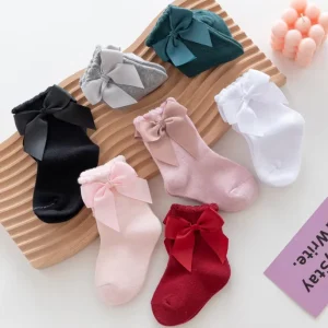 High Quality Custom Kids Cotton Socks Crew Baby Girl Socks Cute Children’s Socks With Bow