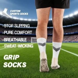 High Quality Custom Men’s Sport Socks Sweat Absorption and Non slip Soccer Grips Socks