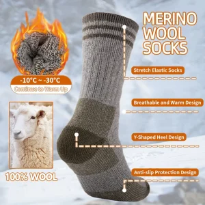 High Quality Custom Merino Wool Socks Thermal Warm Winter Socks Custom Logo Soft Cozy Hiking Wool Socks
