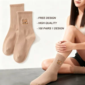 High Quality Custom Sports Socks With Logo Embroidery Premium Cotton Sports Socks For Women