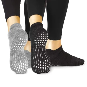 High Quality Custom Women Pilates Ankle Socks Comfortable Anti Slip Indoor Cushion Pilates Socks With Digital Printing