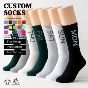 High Quality Custom logo Oem Socks Unisex Jacquard Breathable Sports Socks Cotton Knitted Crew Socks Football Basketball Running