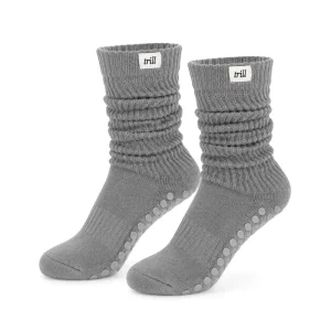 High Quality Customized Factory Thick Cotton Women Slouch Crew Sporty Sock Anti slip Pilates Custom Label Yoga Slouch Grip Socks