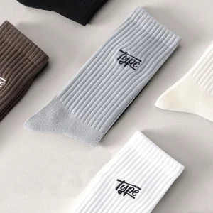 High Quality Designer OEM Personalised Plain Knitted Embroidery Crew Men Embroidered Logo Custom Socks