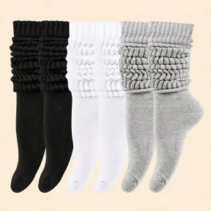 High Quality Eco Friendly Sporty Cotton Crew Solid Regular Socks for Women Winter White Pink Knitted