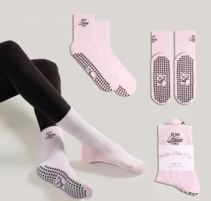 High Quality Embroidery logo Pilates Grip Socks pink Custom Pilates Socks