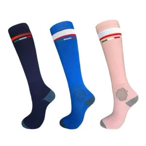 High Quality Fashion Custom Your Own Logo Design Classical Knee High Horse Riding Colorful Equestrian Socks
