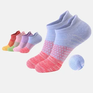 High Quality Gradient Color Thick Terry Ankle Sports Socks Breathable Anti Sweat Knitted Running Socks for Women
