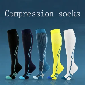 High Quality Jacquard Compression Socks Knee High Nylon Elastic Powerlifting Deadlift Stability Training Sports Socks