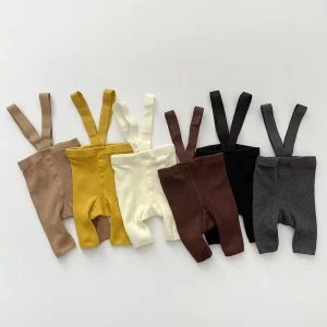 High Quality Knitted Elastic Cotton Children High Waist Leggings Tight Pants Strap European and American Style Baby Socks