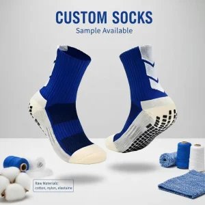 High Quality Knitted Striped Thick Crew Winter Sport Football Custom Grip Socks Professional Non Slip Socks Body Cuff