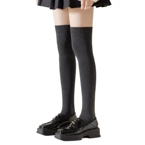 High Quality Lady’s Mini skirt Knee up Over Knee High Women Striped Plus Size Thigh High Socks