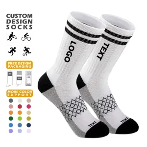 High Quality Logo Athletic Men’s Sports Socks Customized Basketball Running Sock Cotton Knitted Crew Sock for Spring Sports