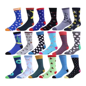 High Quality Low MOQ Cotton Mens Custom Socks Colorful Character logo Bamboo Fiber Happy Funny Calcetines Custom Dress Socks