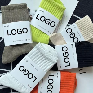 High Quality Low Moq Custom Logo Design Knitting Street Hip Hop Solid Colorful Men Sport Cotton Crew Socks Men