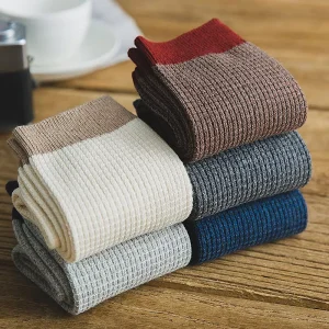 High Quality Men Business Socks Seamless Combed Cotton Comfortable Plaid Pattern Men’s Dress Socks