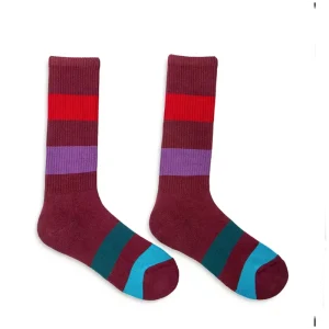 High Quality Mens Artist Stylish Stripes Textured Business Dress Knitted Cotton Crew Socks