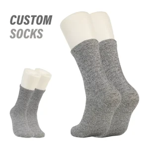 High Quality Men’s Customized Crew Cotton Socks Grey Knitted Socks Spandex Anti-Slip Casual Socks for Adults for Summer Spring