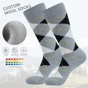 High Quality Men’s Merino Wool Ski Socks Casual Thermal Winter Performance Outdoor Sports Socks for Skiing and Snowboarding