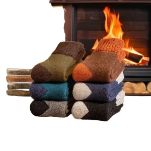 High Quality Men’s Winter Thermal Warm Thick Crew Wool Acrylic Patchwork Socks Black Blue Navy Anti Bacterial Casual Snagging