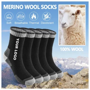 High Quality Merino Wool Socks for Men Custom Crew Casual Thermal Warm Spring Anti Slip Disposable