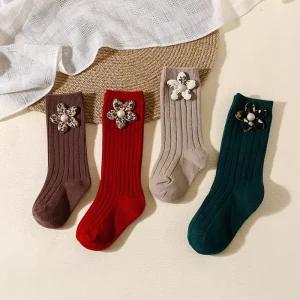 High Quality Newborn Baby Cotton Socks 3d Flowers Kids Girls Socks Middle Tube Children’s Socks