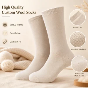 High Quality OEM Custom Women Men Winter Merino Wool Thick Anti Slip Anti Bacterial Breathable Casual Socks
