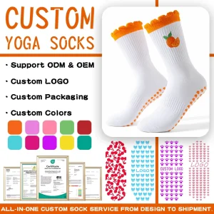 High Quality Ruffle Pilates Crew Anti slip Socks Custom logo Funny Yoga Sock Custom